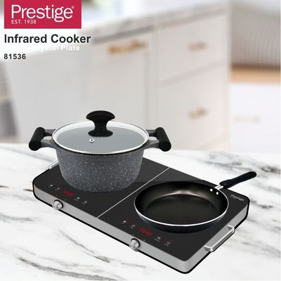 Prestige Double Infrared Cooker Crystal Plate - 2800 W - Black  | 2 Years Warranty