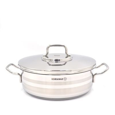 Korkmaz Astron 15pc Cookware set | Stainless Steel pots and pans Set | Induction Cooking Set - KA2057 - Silver | 1 Year Warranty