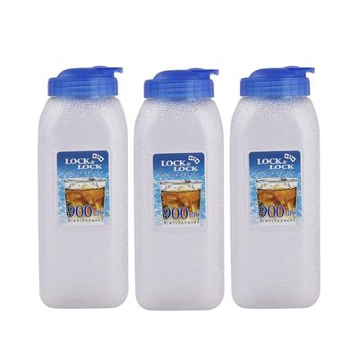 LocknLock Aqua Water Bottle 900ml - Pack of 3, BPA-Free, Flip-Top Lid