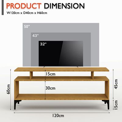 Mahmayi Modern Multifunctional Wooden TV Stand, Upto 50" Media Console with Storage Shelves for Living Room, Bedroom, Office - Zabrano