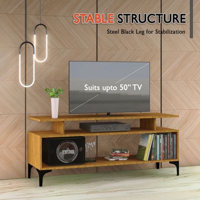 Mahmayi Modern Multifunctional Wooden TV Stand, Upto 50" Media Console with Storage Shelves for Living Room, Bedroom, Office - Zabrano