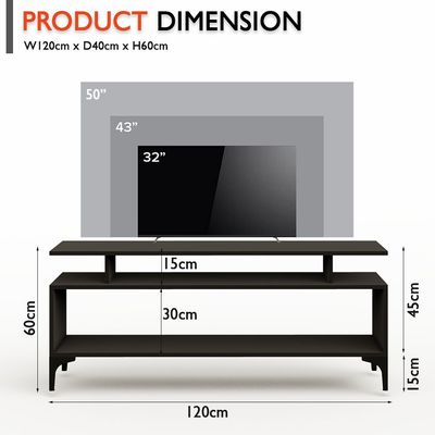 Mahmayi Modern Multipurpose Wooden Media Console with Storage Shelves Ideal for Living Room, Bedroom and Office - Black