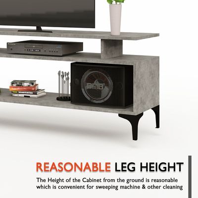 Mahmayi Modern Multifunctional Wooden TV Stand, Upto 50" Media Console with Storage Shelves for Living Room, Bedroom, Office - Light Concrete