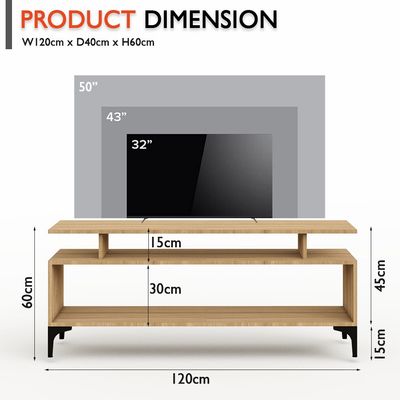 Mahmayi Modern Multipurpose Wooden Media Console with Storage Shelves Ideal for Living Room, Bedroom and Office - Light Imperia