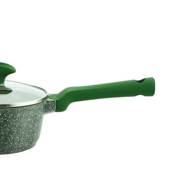 Prestige 18 cm Sauce Pan w/lid Granite Non-Stick Aluminium | Induction Base| Granite Sauce Pan | PFOA & Lead Free - Green  | 1 Year Warranty
