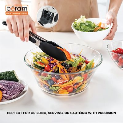 Beram 270℃ Cooking 9 Inch Silicone Kitchen Tongs with Stainless Steel Handles