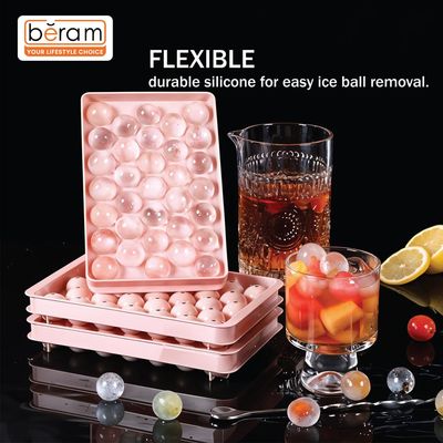 Beram 33 Grids Ice Ball Maker Pink, Set of 2