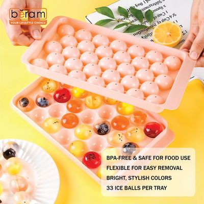 Beram 33 Grids Ice Ball Maker Pink, Set of 2