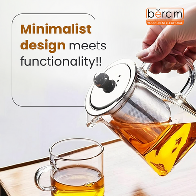 Beram 350ml Square Base Glass Tea Pot