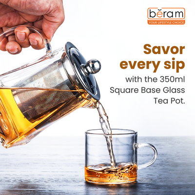 Beram 350ml Square Base Glass Tea Pot