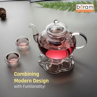 Beram 400ml Bulge Lid Glass Tea Pot