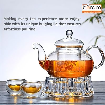 Beram 400ml Bulge Lid Glass Tea Pot