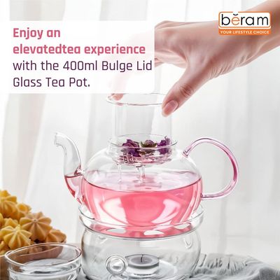Beram 400ml Bulge Lid Glass Tea Pot