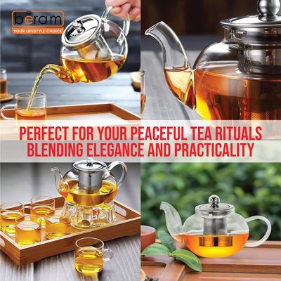 Beram 400ml Flat Lid Glass Tea Pot
