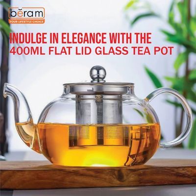 Beram 400ml Flat Lid Glass Tea Pot