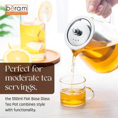 Beram 550ml Flat Base Glass Tea Pot