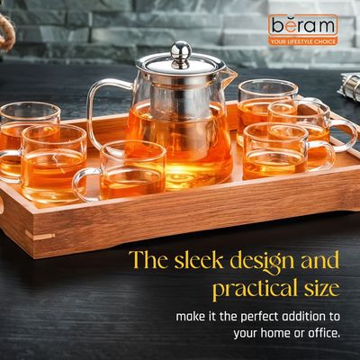 Beram 550ml Flat Base Glass Tea Pot
