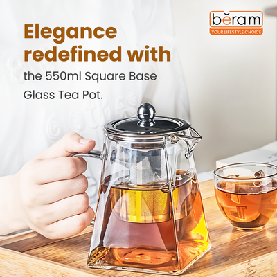 Beram 550ml Square Base Glass Teapot