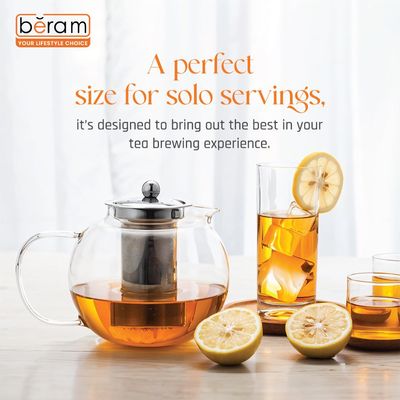 Beram 650ml Trunkless Glassw Tea Pot