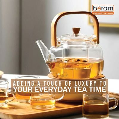 Beram 900ml Top Handle Glass Tea Pot