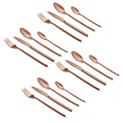 Beram Copper Craft 304 Stainless Steel Cutlery Set of 16 Pieces