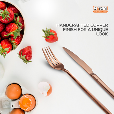 Beram Copper Craft 304 Stainless Steel Cutlery Set of 16 Pieces