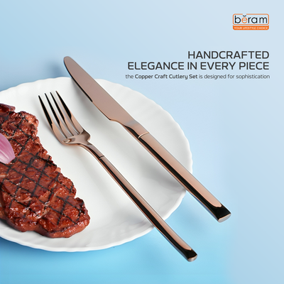 Beram Copper Craft 304 Stainless Steel Cutlery Set of 4 Pieces
