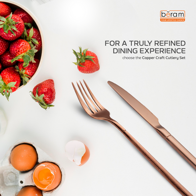 Beram Copper Craft 304 Stainless Steel Cutlery Set of 4 Pieces