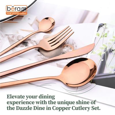 Beram Dazzle Dine in Copper 304 Stainless Steel Cutlery Set of 16 Pieces