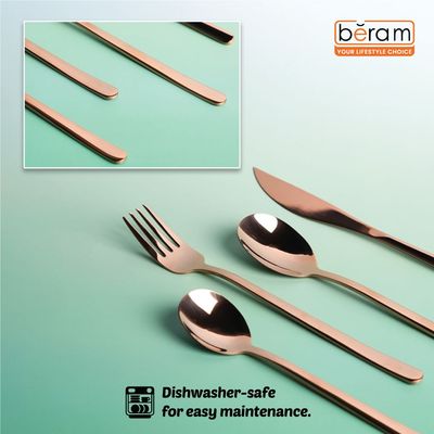 Beram Dazzle Dine in Copper 304 Stainless Steel Cutlery Set of 24 Pieces