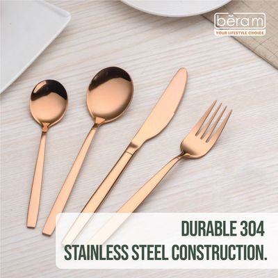 Beram Dazzle Dine in Copper 304 Stainless Steel Cutlery Set of 24 Pieces