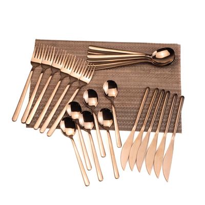 Beram Dazzle Dine in Copper 304 Stainless Steel Cutlery Set of 24 Pieces