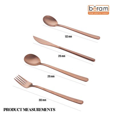 Beram Dazzle Dine in Copper 304 Stainless Steel Cutlery Set of 4 Pieces
