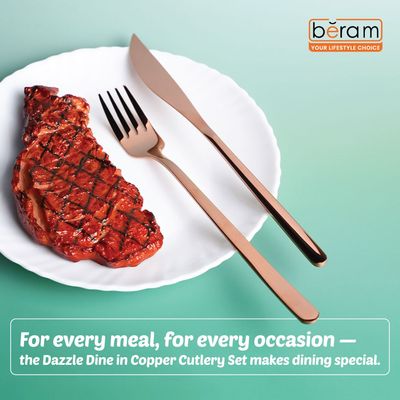 Beram Dazzle Dine in Copper 304 Stainless Steel Cutlery Set of 4 Pieces