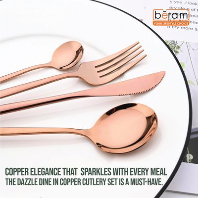 Beram Dazzle Dine in Copper 304 Stainless Steel Cutlery Set of 4 Pieces