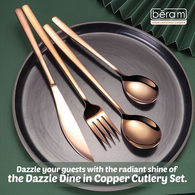 Beram Dazzle Dine in Copper 304 Stainless Steel Cutlery Set of 4 Pieces