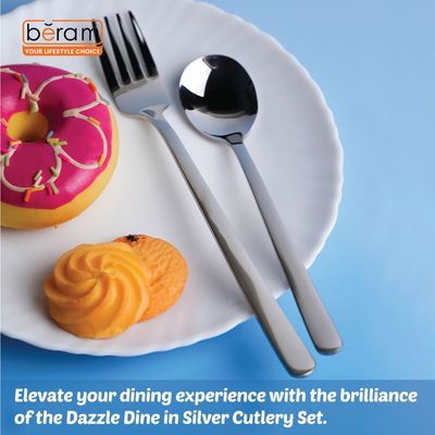 Beram Dazzle Dine in Silver 304 Stainless Steel Cutlery Set of 16 Pieces
