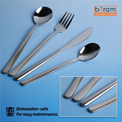 Beram Dazzle Dine in Silver 304 Stainless Steel Cutlery Set of 24 Pieces