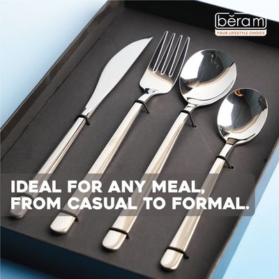 Beram Dazzle Dine in Silver 304 Stainless Steel Cutlery Set of 24 Pieces