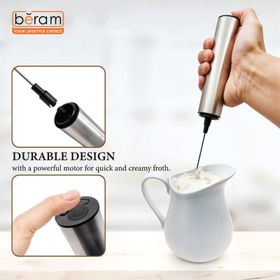 Beram Electric Handheld Milk Frother with 3 Whisks