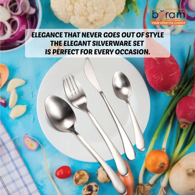 Beram Elegant Silverware 304 Stainless Steel Cutlery Set of 16 Pieces