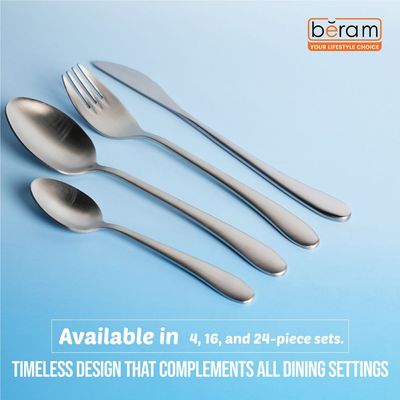 Beram Elegant Silverware 304 Stainless Steel Cutlery Set of 24 Pieces
