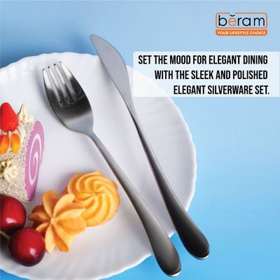 Beram Elegant Silverware 304 Stainless Steel Cutlery Set of 24 Pieces