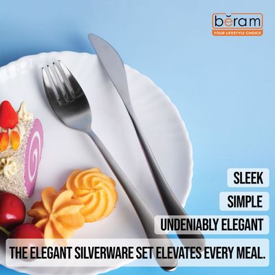 Beram Elegant Silverware 304 Stainless Steel Cutlery Set of 4 Pieces
