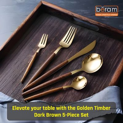 Beram Golden Timber Dark Brown Cutlery Set