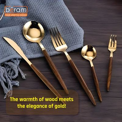 Beram Golden Timber Light Brown Cutlery Set