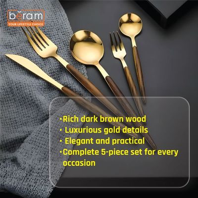 Beram Golden Timber Light Brown Cutlery Set