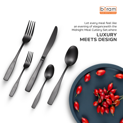 Beram Midnight Meal Cutlery Set of 30 Pieces