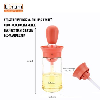 Beram Oil Glass Dispenser with Barbecue Brush Set of 4