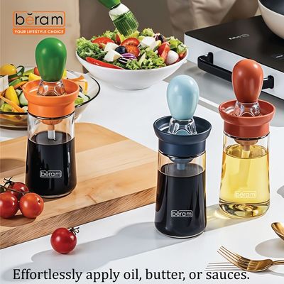 Beram Oil Glass Dispenser with Barbecue Brush Set of 4